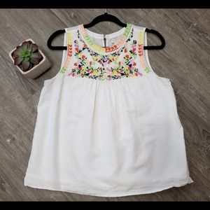 J Crew Boho Peasant Blouse Embroidered Popover 6